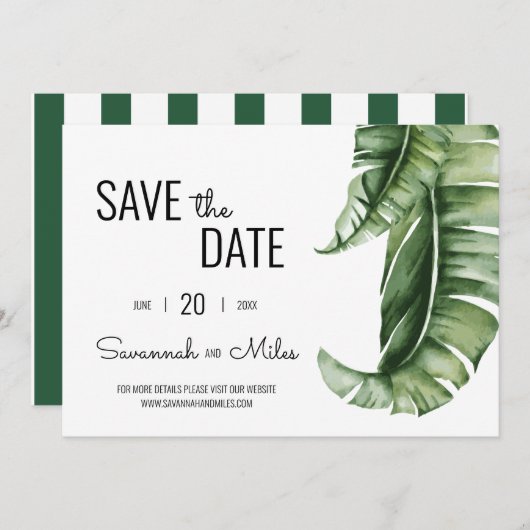 Banana Leaf Landschaft Save the Date Einladung (Vorne/Hinten)