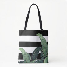 Banana Leaf Tropical Strip Bag - Martinique Print