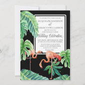 Banana Leaf Watercolor Pink Flamingo Beach Art Einladung (Vorderseite)