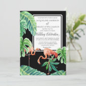 Banana Leaf Watercolor Pink Flamingo Beach Art Einladung (Stehend Vorderseite)
