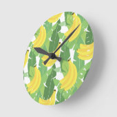 Banana Leaves And Fruit Pattern Runde Wanduhr (Winkel)