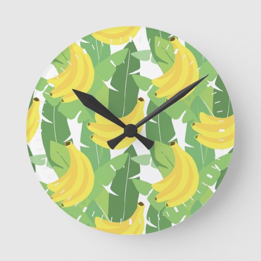 Banana Leaves And Fruit Pattern Runde Wanduhr (Vorderseite)