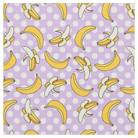 Banana Lila Polka Dot Pattern Stoff (Nahaufnahme)