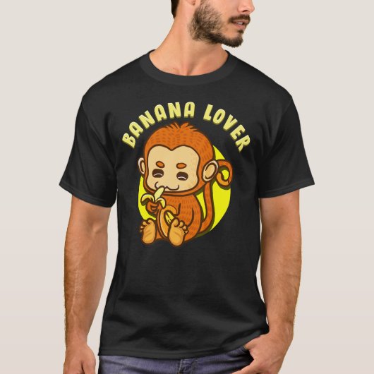 Banana Lover Monkey Eating a Banana Funny Humor T-Shirt (Vorderseite)