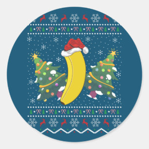 Banana Lover Xmas Geschenk Ugly Banana Weihnachten Runder Aufkleber