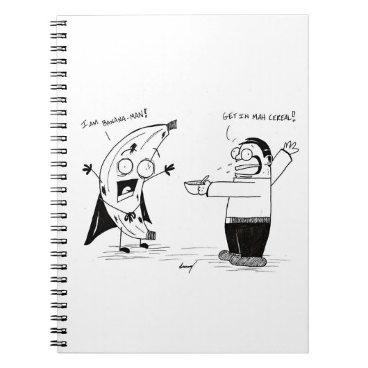 Banana Man Funny Cartoon Notebook Notizblock (Vorderseite)