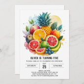 Banana Moderne Fiesta Früchte Geburtstag Einladung (Vorne/Hinten)