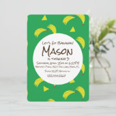 Banana Monkey Safari Tropischer Geburtstag Einladung (Stehend Vorderseite)