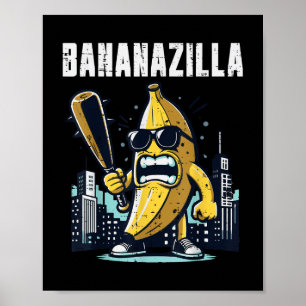 Banana Monster Bananazilla Funny Frucht Meme Men K Poster