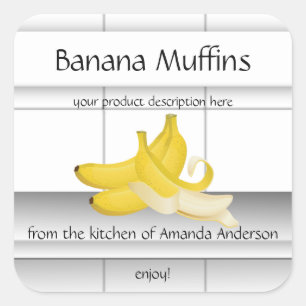 Banana Muffins Kitchen Tiles Sq Produktetikett Quadratischer Aufkleber