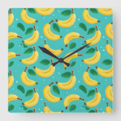 Banana Muster Wall Clock Quadratische Wanduhr (Vorderseite)