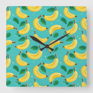 Banana Muster Wall Clock Quadratische Wanduhr