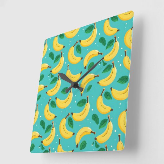 Banana Muster Wall Clock Quadratische Wanduhr (Winkel)