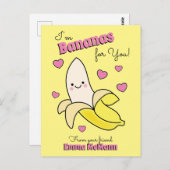 Banana Niedlich Kids Valentinstag Kawaii Postkarte (Vorne/Hinten)