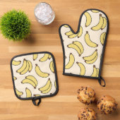 Banana Parade Butter Gelb Ofenhandschuh & Topflappen-Set (Oben Unten)