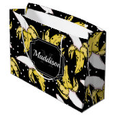 Banana Pattern Große Geschenktüte (Rückseite Schrägansicht)