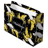 Banana Pattern Große Geschenktüte (Vorderseite Schrägansicht)