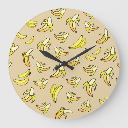Banana Pattern Große Wanduhr (Vorderseite)