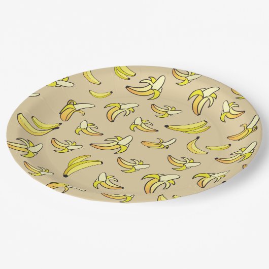 Banana Pattern Pappteller (Schrägansicht)
