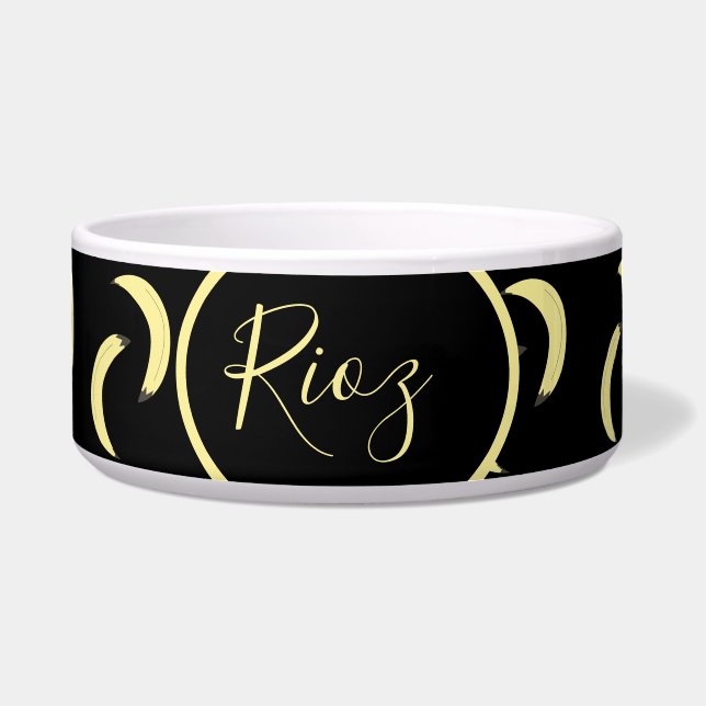 Banana Pattern Schwarzer Name Napf (Vorderseite)