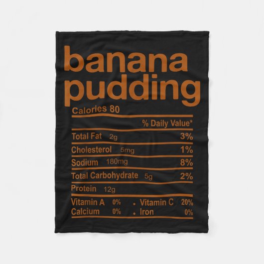Banana Pudding Nutrition Facts Funny Thanksgiving  Fleecedecke (Vorderseite)