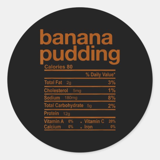 Banana Pudding Nutrition Facts Funny Thanksgiving  Runder Aufkleber (Vorderseite)