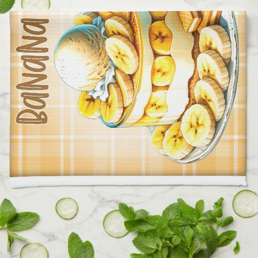 Banana Pudding Rezept Geschirrtuch (Gefaltet)