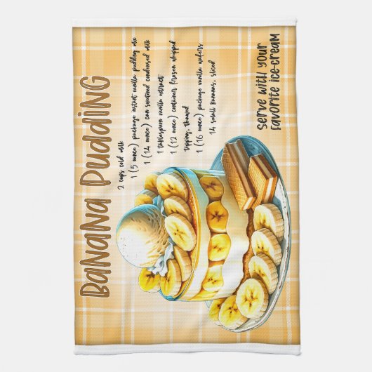 Banana Pudding Rezept Geschirrtuch (Vertikal)