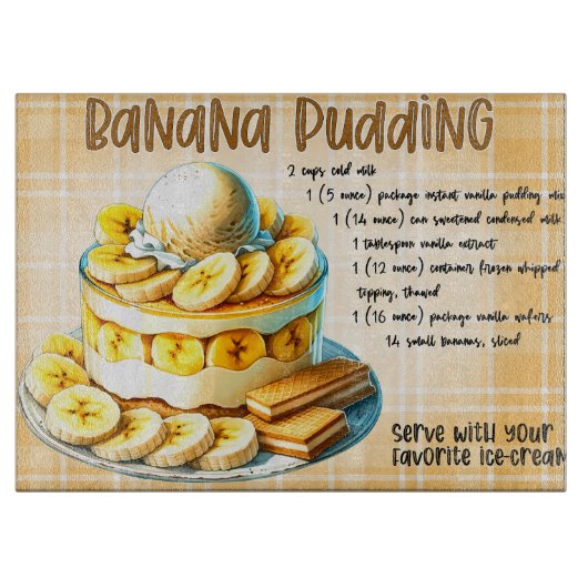 Banana Pudding Rezept Schneidebrett (Vorderseite)