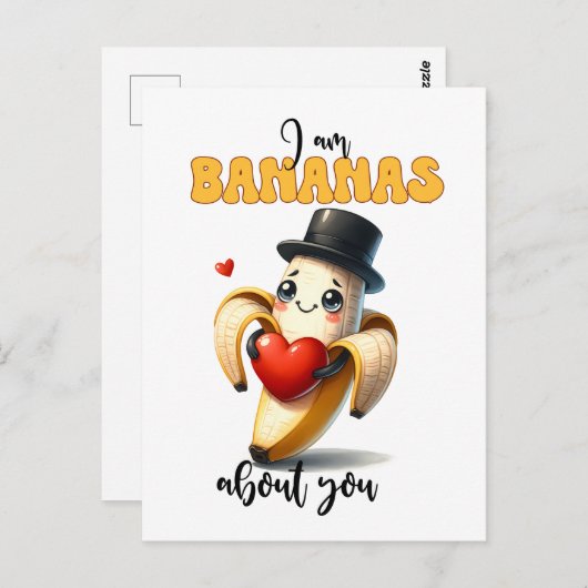 Banana Punny Funny Valentine Postkarte (Vorne/Hinten)