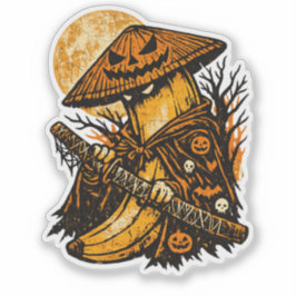 Banana Ronin Halloween Night — Spooky Warrior Retr Aufkleber