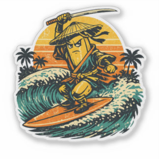 Banana Ronin Surfer — Vintage Summer Warrior  Aufkleber