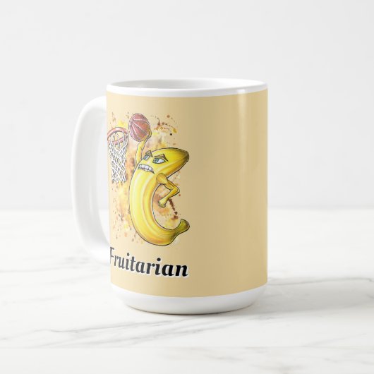 Banana Slam Dunk HandGezeichnet Kunstwerk individu Kaffeetasse (Vorderseite Links)