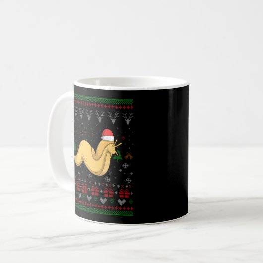 Banana Slug Santa Claus Ugly Pattern Kaffeetasse (Vorderseite Links)