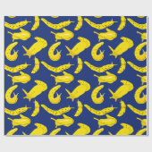 Banana Slugs Bright Yellow, Royal Blue Gemustert Geschenkpapier (Flach)