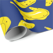 Banana Slugs Bright Yellow, Royal Blue Gemustert Geschenkpapier (Rolleneckpunkt)
