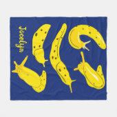 Banana Slugs Gelb und Royal Blue Personalisiert Fleecedecke (Vorderseite (Horizontal))