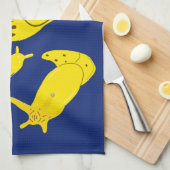 Banana Slugs Gelb und Royal Blue Personalize Geschirrtuch (Viertel Falte)