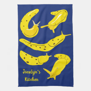 Banana Slugs Gelb und Royal Blue Personalize Geschirrtuch
