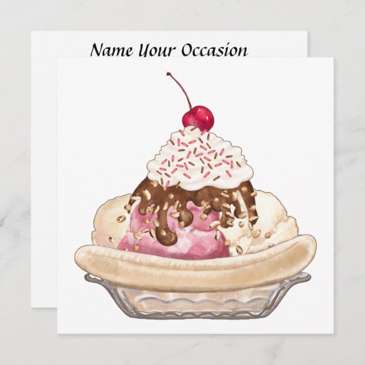 Banana Split Einladung (Vorne/Hinten)