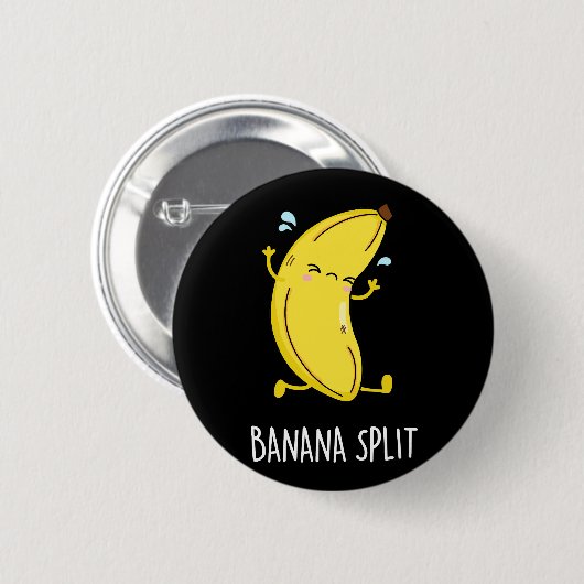 Banana Split Funny Dancing Banana Pun (Dark BG) Button (Vorne & Hinten)