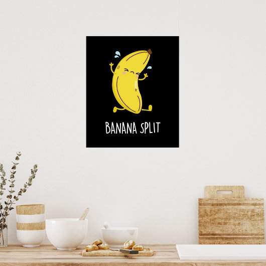 Banana Split Funny Dancing Banana Pun (Dark BG) Poster (Küche)