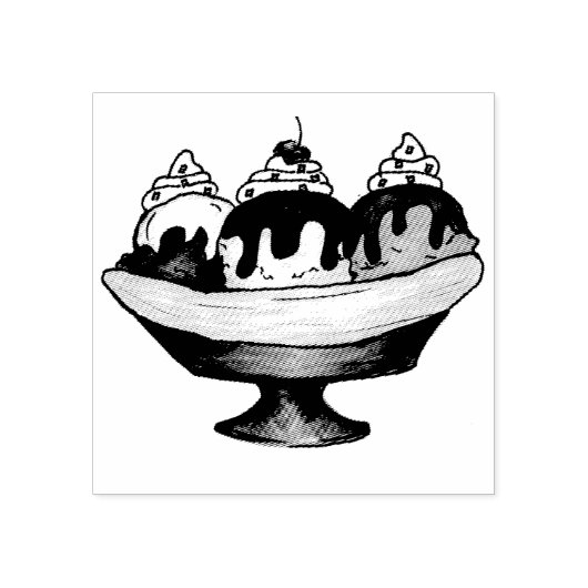 Banana Split Ice Cream Sundae Feinschmecker Gummistempel (Prägung)