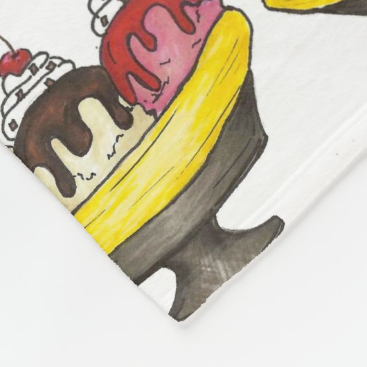 Banana Split Ice Cream Sundae Hot Fudge Feinschmec Fleecedecke (Ecke)