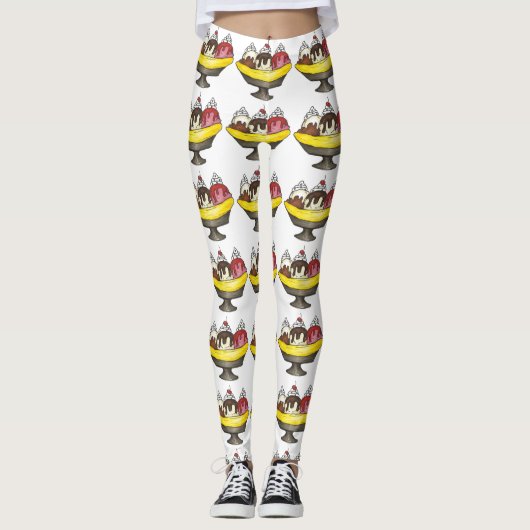 Banana Split Ice Creme Hot Fudge Sundae Feinschmec Leggings (Vorderseite)