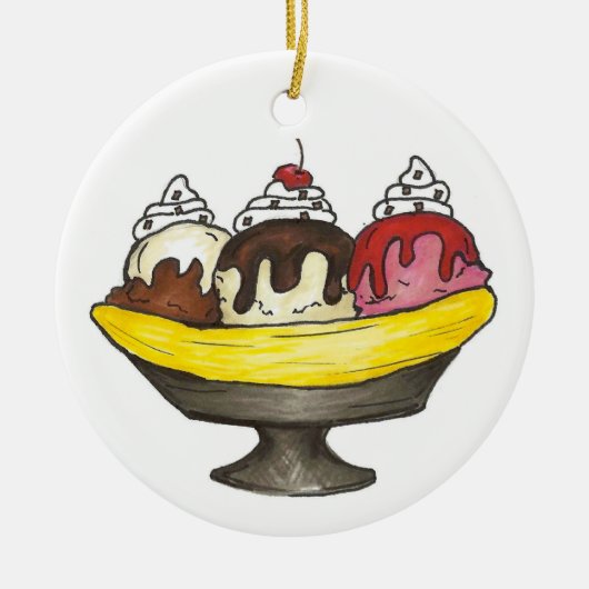 Banana Split Ice Keramik Ornament (Vorne)