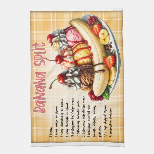Banana Split Rezept Geschirrtuch (Vertikal)