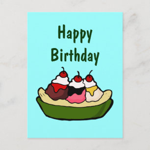 Banana Split Süßes Eis Leckerei Postkarte