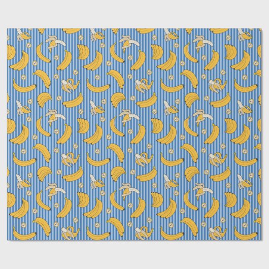 Banana Stripe Vector Muster | Classic Blue Geschenkpapier (Flach)