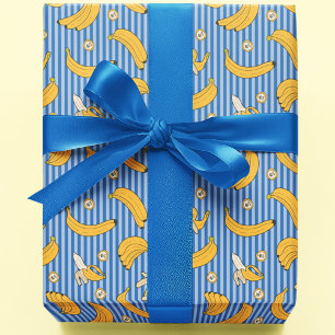 Banana Stripe Vector Muster   Classic Blue Geschenkpapier